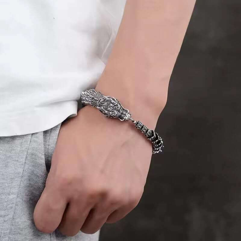 DRAGONHOOP - 13mm Pure Titanium Steel Bracelet, Bracelet with hook buckle for Men & Boy (8inch) - THE MEN THING