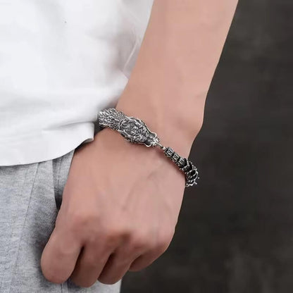 DRAGONHOOP - 13mm Pure Titanium Steel Bracelet, Bracelet with hook buckle for Men & Boy (8inch) - THE MEN THING