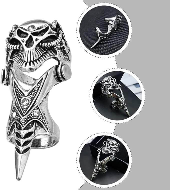 DRAGOWAR - Gothic Dragon Head Adjustable Knuckle Joint Full Finger Ring for Men & Boys - THE MEN THING