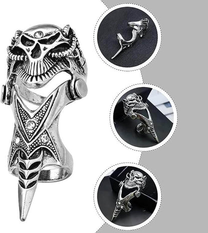 DRAGOWAR - Gothic Dragon Head Adjustable Knuckle Joint Full Finger Ring for Men & Boys - THE MEN THING