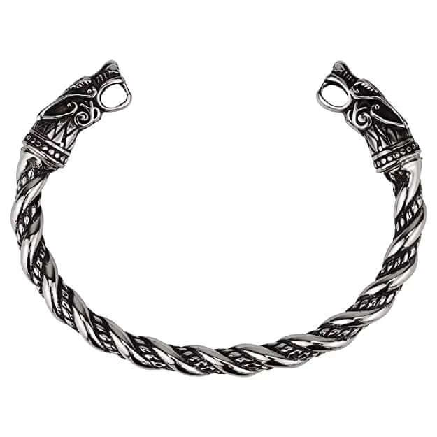 DRAGRONIX - Titanium Bracelet for Men - Norse God Odin Wolf Heads for Men & Boys — Steel Bracelets for Men | THE MEN THING