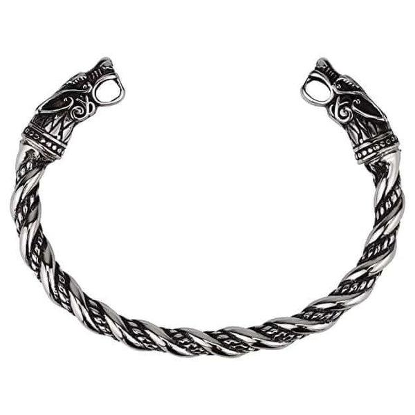 DRAGRONIX - Titanium Bracelet for Men - Norse God Odin Wolf Heads for Men & Boys