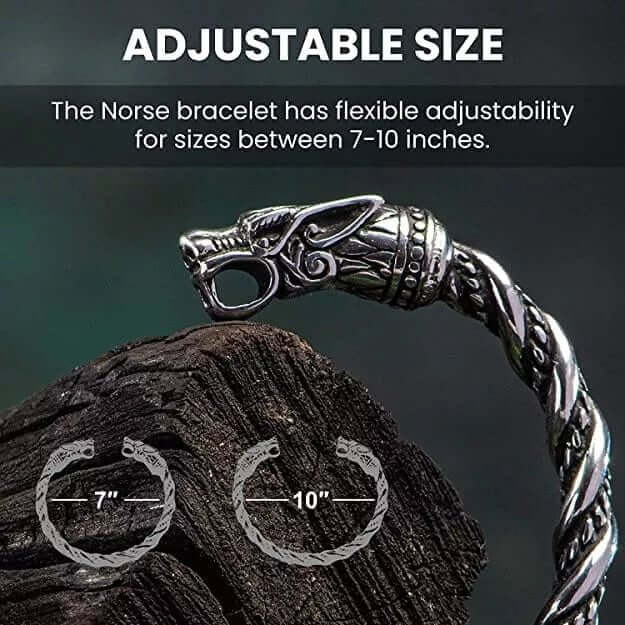 DRAGRONIX - Titanium Bracelet for Men - Norse God Odin Wolf Heads for Men & Boys — Steel Bracelets for Men | THE MEN THING