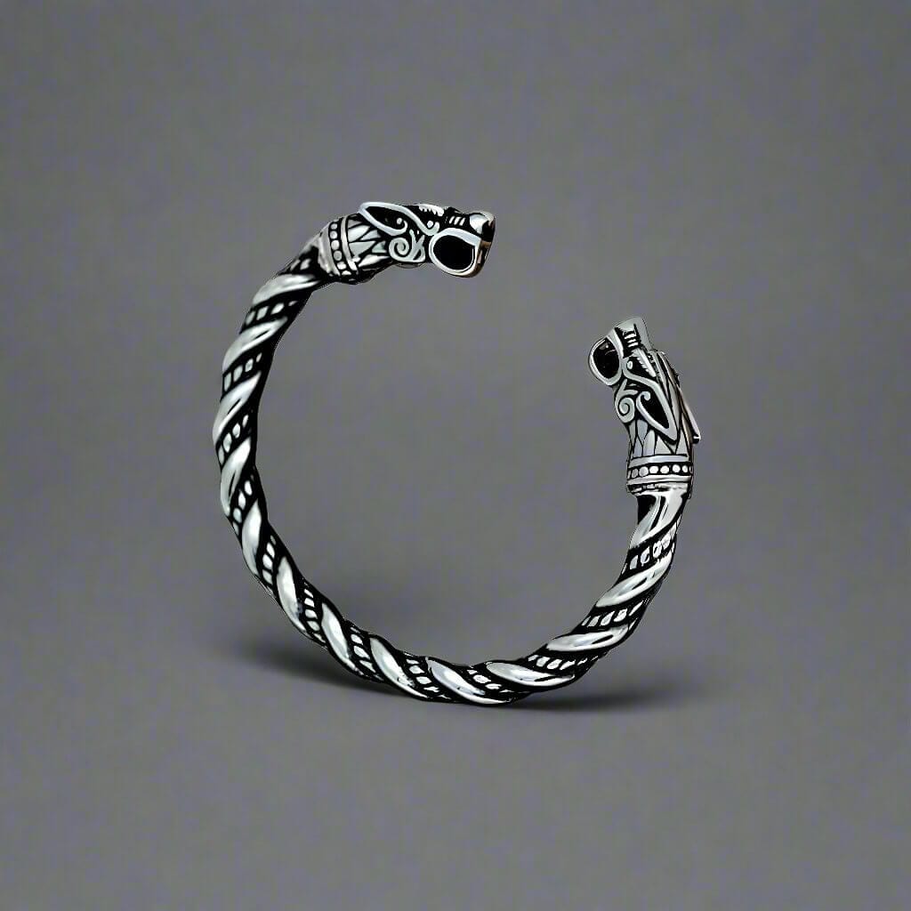 DRAGRONIX - Titanium Bracelet for Men - Norse God Odin Wolf Heads for Men & Boys — Steel Bracelets for Men | THE MEN THING
