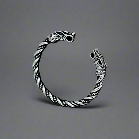 DRAGRONIX - Titanium Bracelet for Men - Norse God Odin Wolf Heads for Men & Boys - THE MEN THING