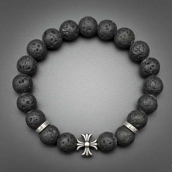 DRAKNOR LAVA - 12mm Beads Bracelet with Natural Stone - Adjustable Bracelet