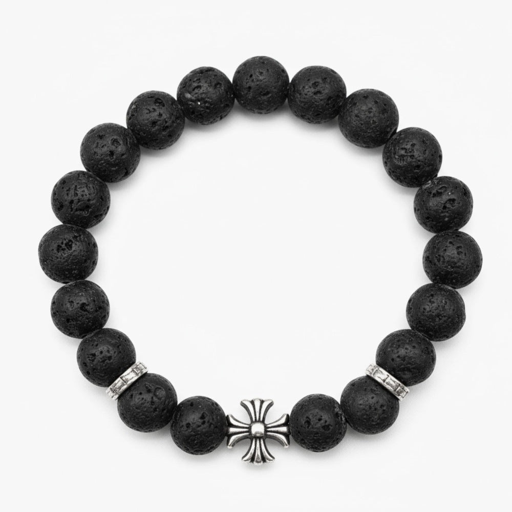 DRAKNOR LAVA - 12mm Beads Bracelet with Natural Stone - Adjustable Bracelet - THE MEN THING