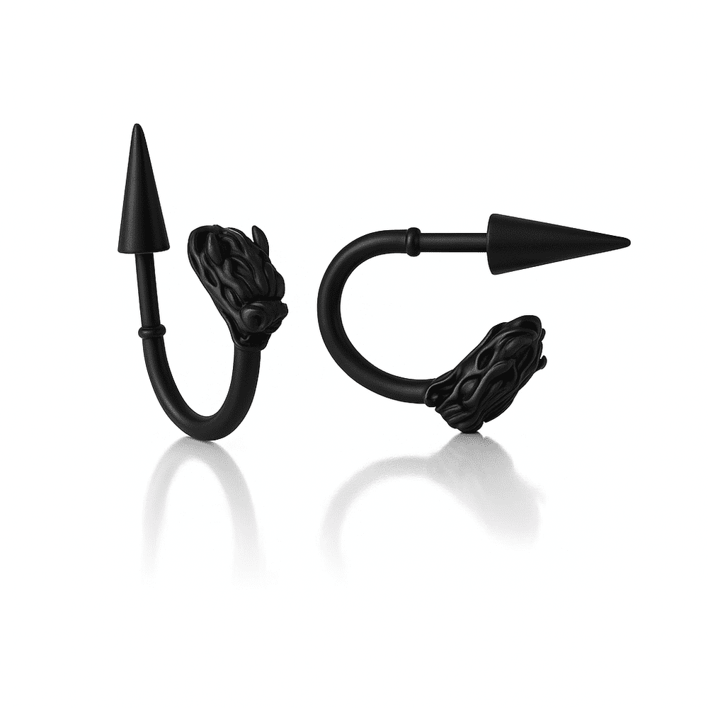 DRAKO BLACK - Pure Titanium Steel Arrow Stud Earrings for Men & Boys (2pcs) - THE MEN THING