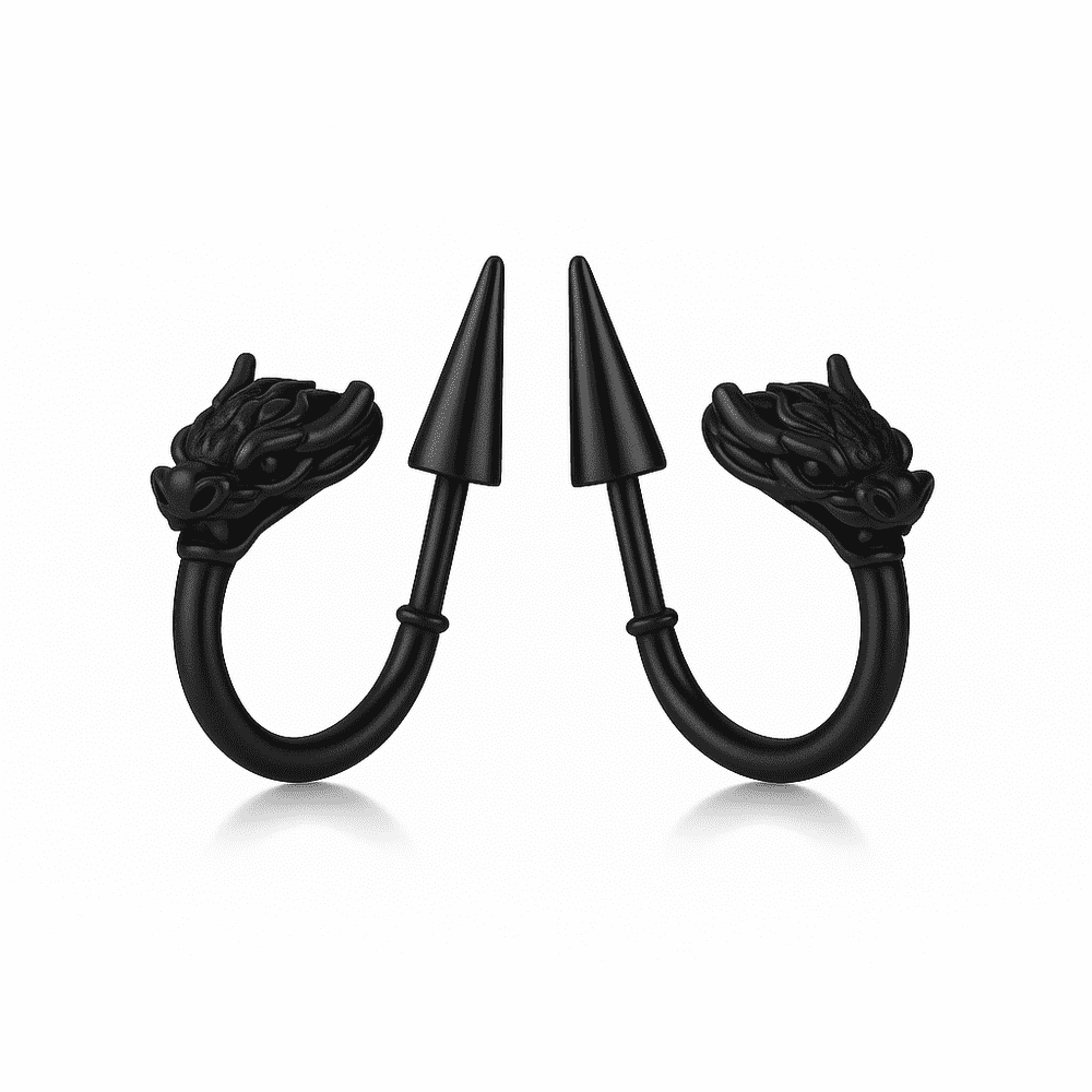 DRAKO BLACK - Pure Titanium Steel Arrow Stud Earrings for Men & Boys (2pcs) - THE MEN THING