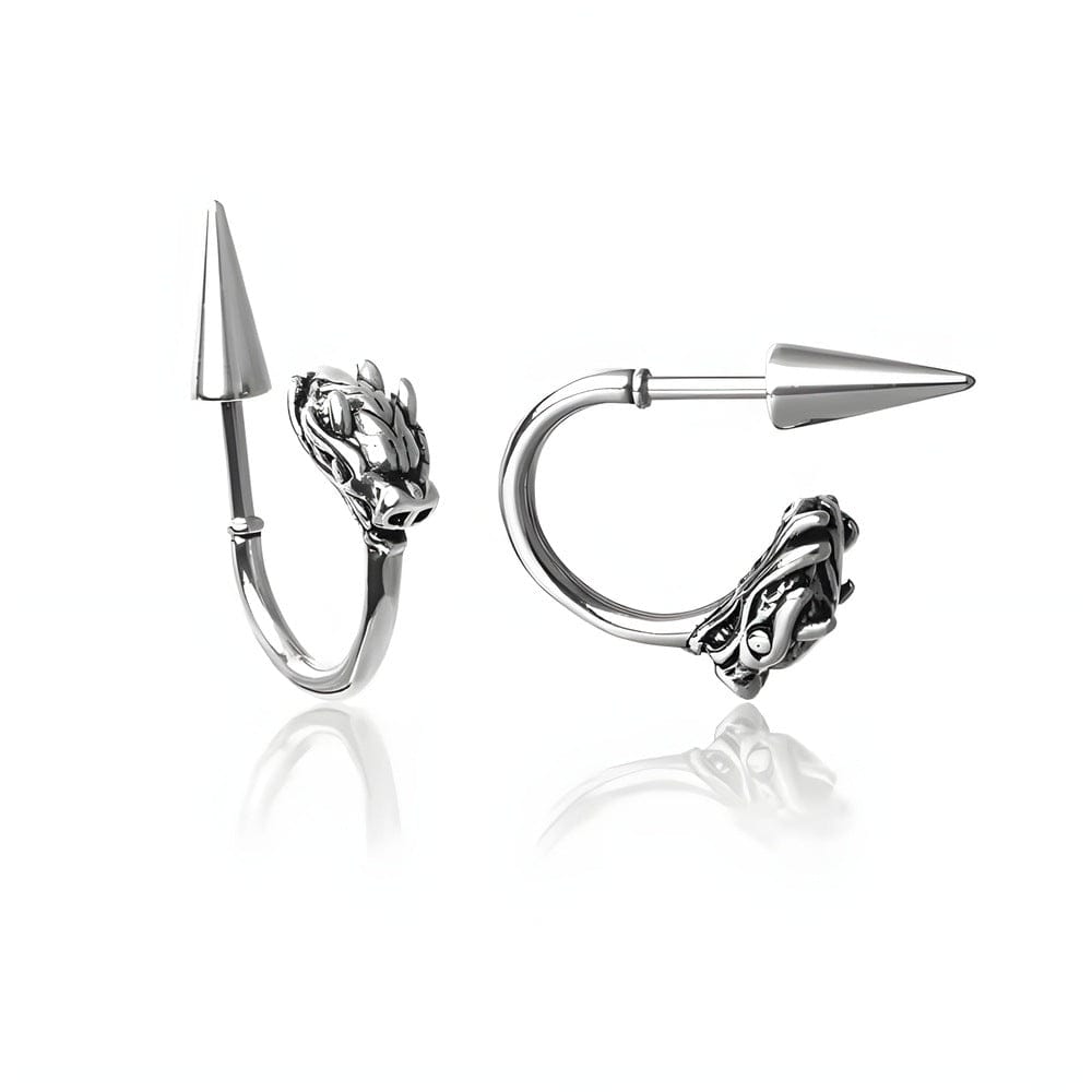 DRAKO SILVER - Pure Titanium Steel Arrow Stud Earrings for Men & Boys (2pcs) - THE MEN THING