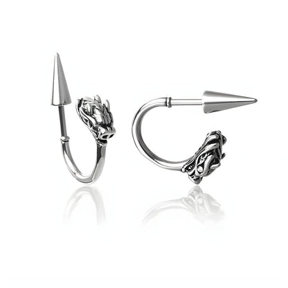 DRAKO SILVER - Pure Titanium Steel Arrow Stud Earrings for Men & Boys (2pcs) - THE MEN THING