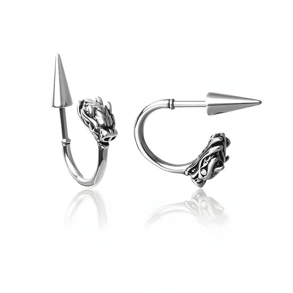 DRAKO SILVER - Pure Titanium Steel Arrow Stud Earrings for Men & Boys (2pcs)