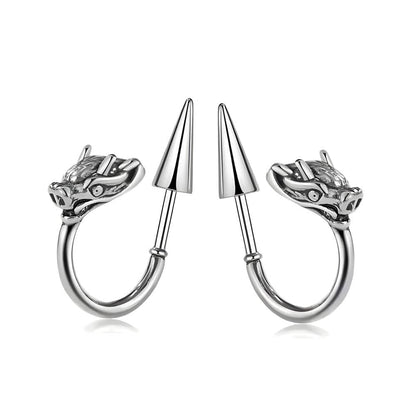 DRAKO SILVER - Pure Titanium Steel Arrow Stud Earrings for Men & Boys (2pcs) - THE MEN THING