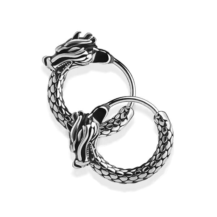 DRAKONOS  - Titanium Steel Hoop Earrings for Men & Boys (2 Pcs) - THE MEN THING