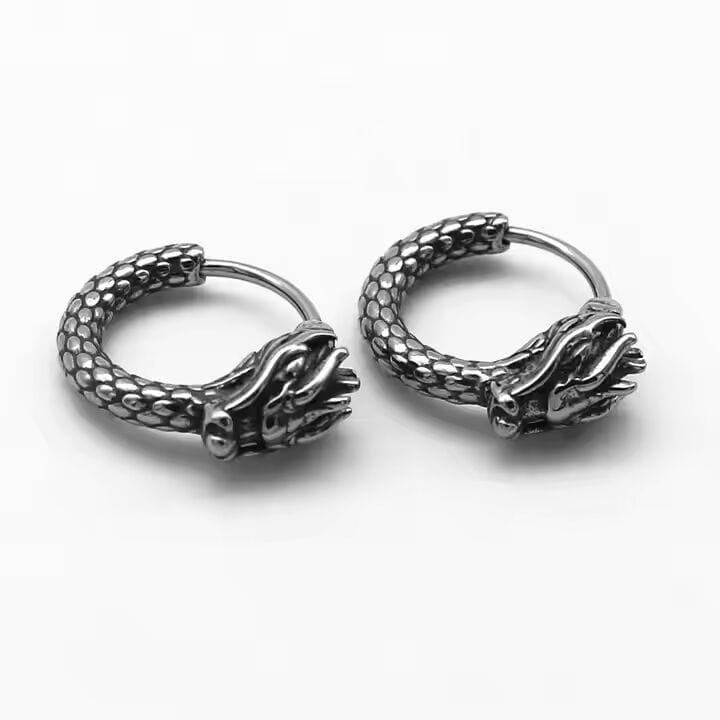 DRAKONOS  - Titanium Steel Hoop Earrings for Men & Boys (2 Pcs) - THE MEN THING