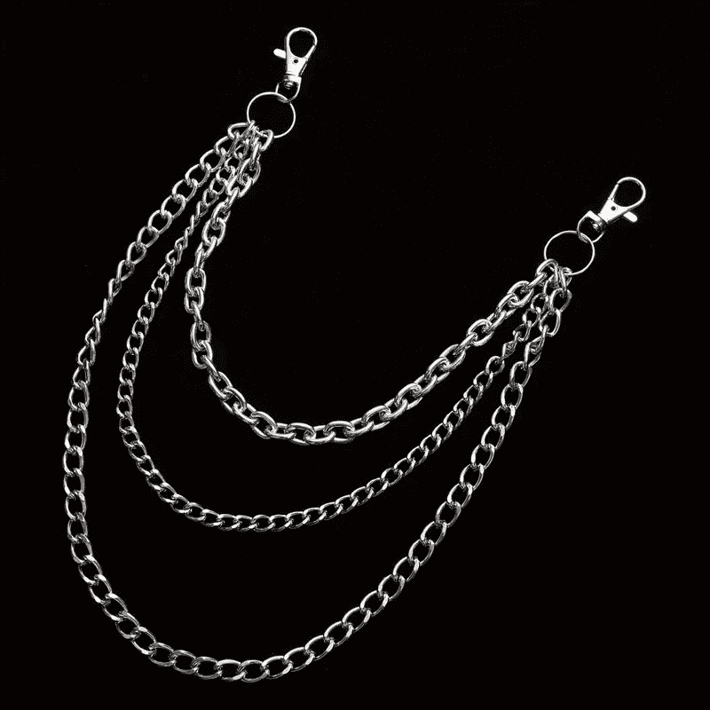 DRAPE TRI - LAYER SILVER -- Alloy Multi-Layer Biker Chain  For Jeans with Lobster Clasps for Men & Boys - 30 inch - THE MEN THING