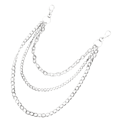 DRAPE TRI - LAYER SILVER -- Alloy Multi-Layer Biker Chain  For Jeans with Lobster Clasps for Men & Boys - 30 inch - THE MEN THING
