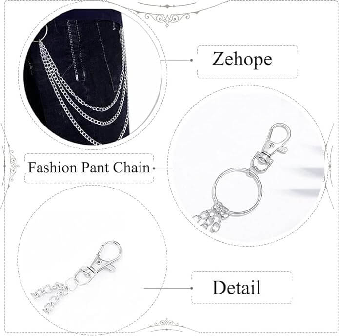 DRAPE TRI - LAYER SILVER -- Alloy Multi-Layer Biker Chain  For Jeans with Lobster Clasps for Men & Boys - 30 inch - THE MEN THING