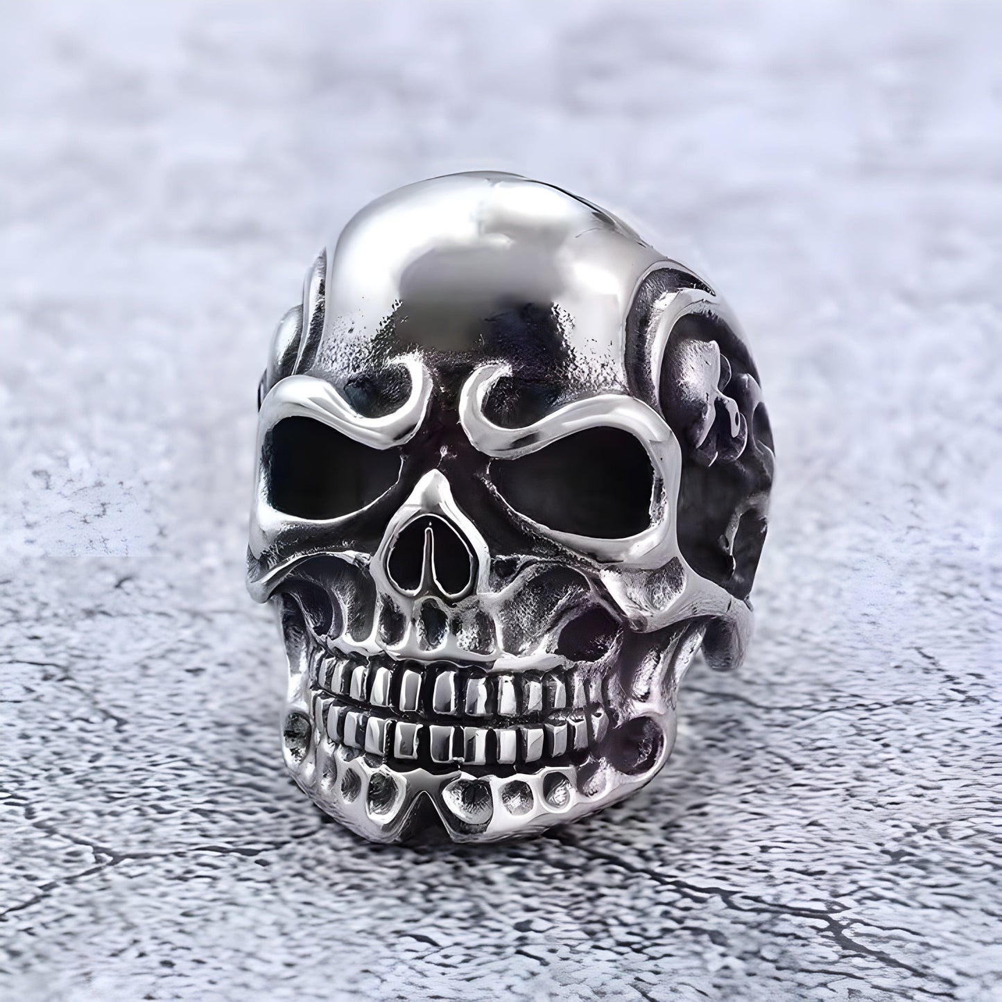 DRAUGR SKULL RING - Pure Stainless Steel Men’s Steel-Plated Ring – Statement Luxury Jewelry (Size : 17-22-28) - THE MEN THING