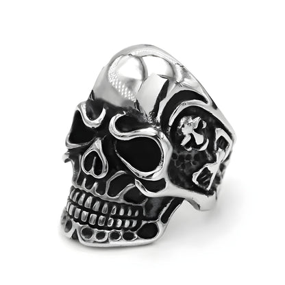DRAUGR SKULL RING - Pure Stainless Steel Men’s Steel-Plated Ring – Statement Luxury Jewelry (Size : 17-22-28) - THE MEN THING