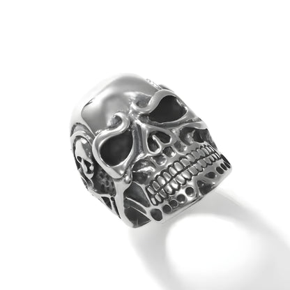 DRAUGR SKULL RING - Pure Stainless Steel Men’s Steel-Plated Ring – Statement Luxury Jewelry (Size : 17-22-28) - THE MEN THING