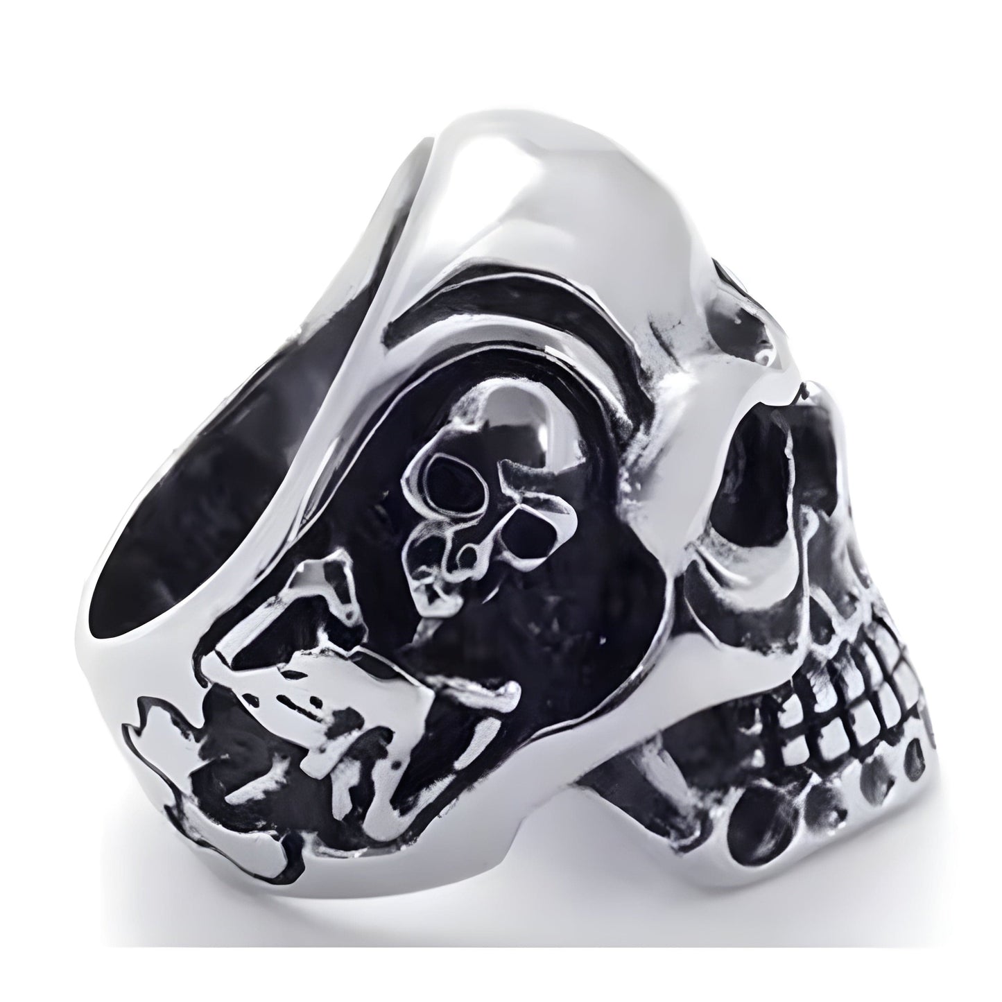 DRAUGR SKULL RING - Pure Stainless Steel Men’s Steel-Plated Ring – Statement Luxury Jewelry (Size : 17-22-28) - THE MEN THING