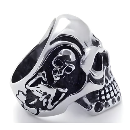 DRAUGR SKULL RING - Pure Stainless Steel Men’s Steel-Plated Ring – Statement Luxury Jewelry (Size : 17-22-28) - THE MEN THING
