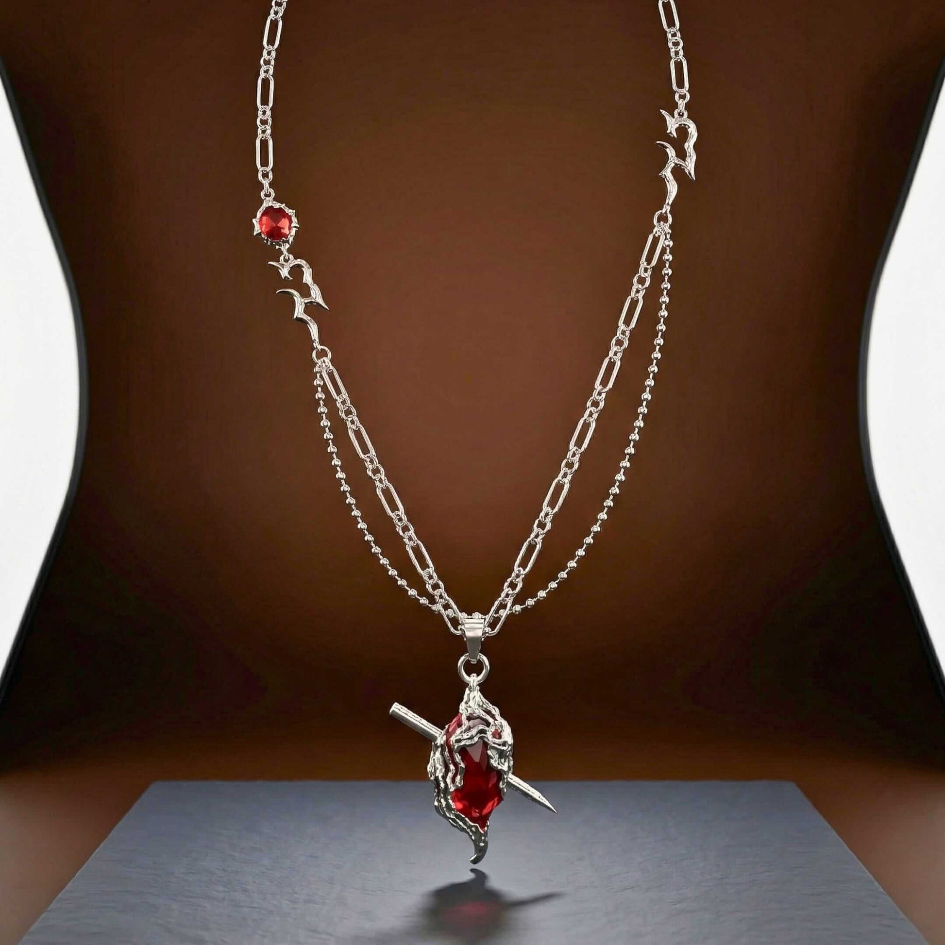 DRAVEN - 30mm Titanium Steel Pendant with 28 to 30inch Adjustable Cable 5mm Chain for Men & Boys — SS Pendant/ Necklace for Men | THE MEN THING