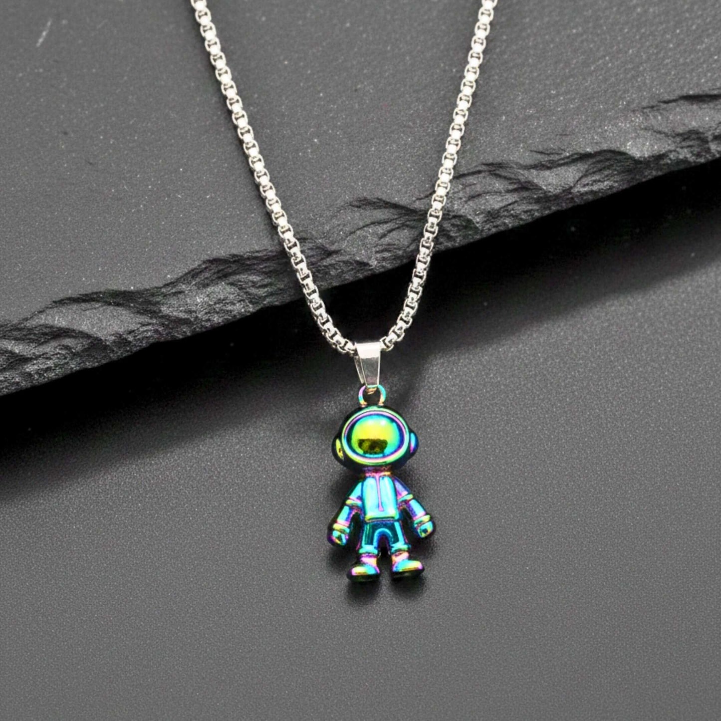 DRIFT ASTRONAUT - 15mm Pure Titanium Steel Pendant with 27inch Round Box 4mm Chain for Men & Boys — SS Pendant/ Necklace for Men | THE MEN THING