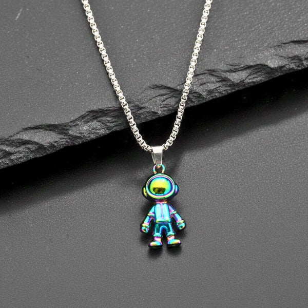 DRIFT ASTRONAUT - 15mm Pure Titanium Steel Pendant with 27inch Round Box 4mm Chain for Men & Boys