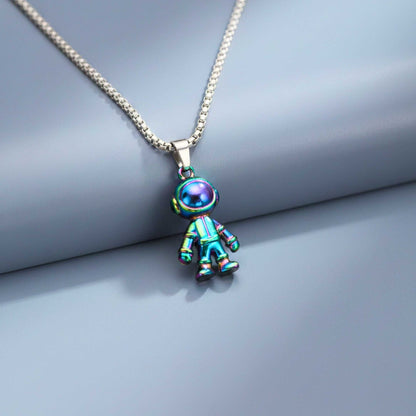 DRIFT ASTRONAUT - 15mm Pure Titanium Steel Pendant with 27inch Round Box 4mm Chain for Men & Boys — SS Pendant/ Necklace for Men | THE MEN THING