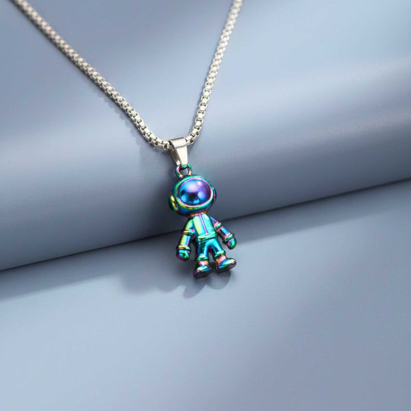 DRIFT ASTRONAUT - 15mm Pure Titanium Steel Pendant with 27inch Round Box 4mm Chain for Men & Boys