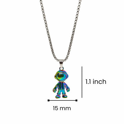 DRIFT ASTRONAUT - 15mm Pure Titanium Steel Pendant with 27inch Round Box 4mm Chain for Men & Boys — SS Pendant/ Necklace for Men | THE MEN THING