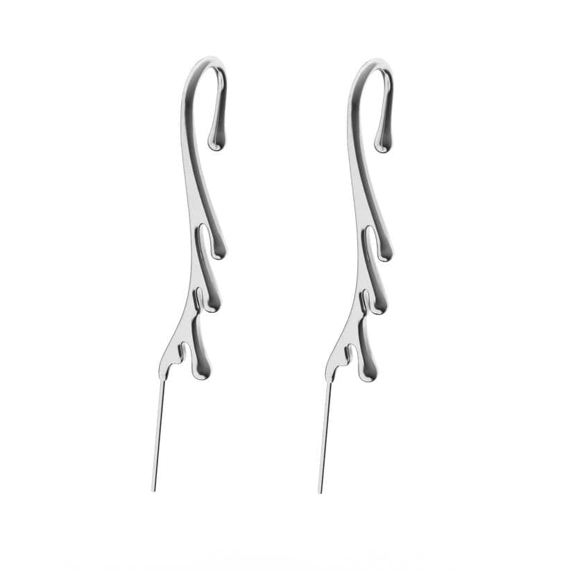 DRIZZLE - Pure Titanium Steel Ear Crawler Hook Pin Cuff Earrings for Men & Boys (2 Pcs) - THE MEN THING