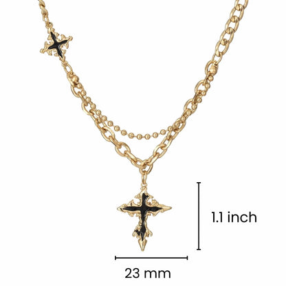 DUAL CROSS DRIP - 23mm Titanium Steel Pendant with 19 to 21 inch Adjustable Cube 6mm Chain for Men & Boys — SS Pendant/ Necklace for Men | THE MEN THING