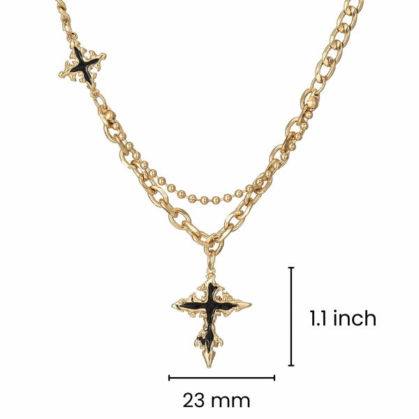 DUAL CROSS DRIP - 23mm Titanium Steel Pendant with 19 to 21 inch Adjustable Cube 6mm Chain for Men & Boys