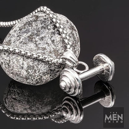 DUMBBELL EQUATION - Pure Titanium Steel Pendant with 24inch Round Box Chain for Men & Boys - THE MEN THING