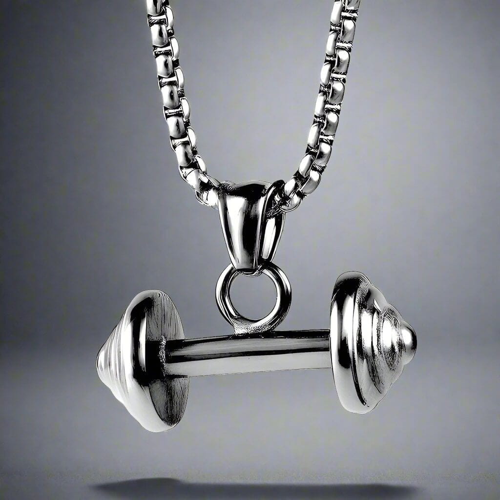DUMBBELL EQUATION - Pure Titanium Steel Pendant with 24inch Round Box Chain for Men & Boys - THE MEN THING