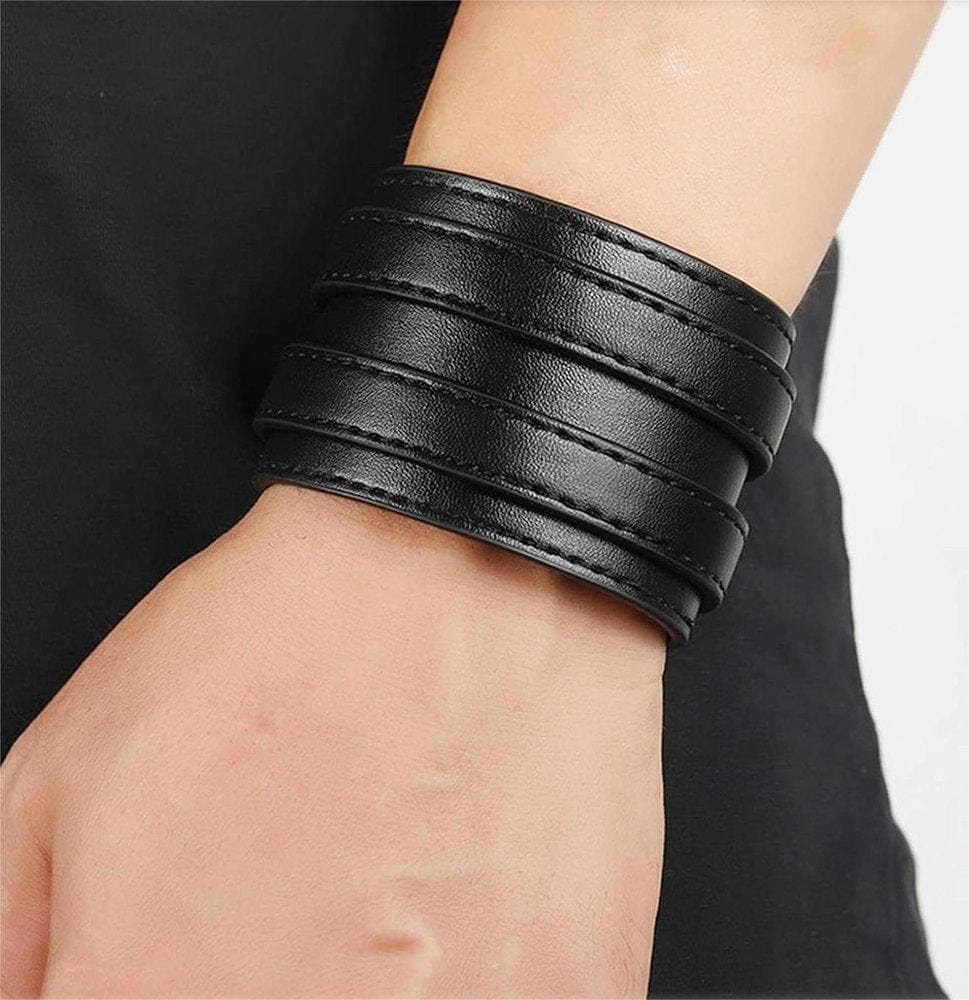 DUSKFANG STRAP BLACK - Genuine Braided Leather Bracelet Set for Men & Boys (8 inch) - THE MEN THING