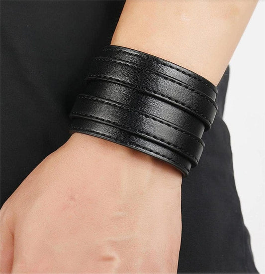 DUSKFANG STRAP BLACK - Genuine Braided Leather Bracelet Set for Men & Boys (8 inch) - THE MEN THING