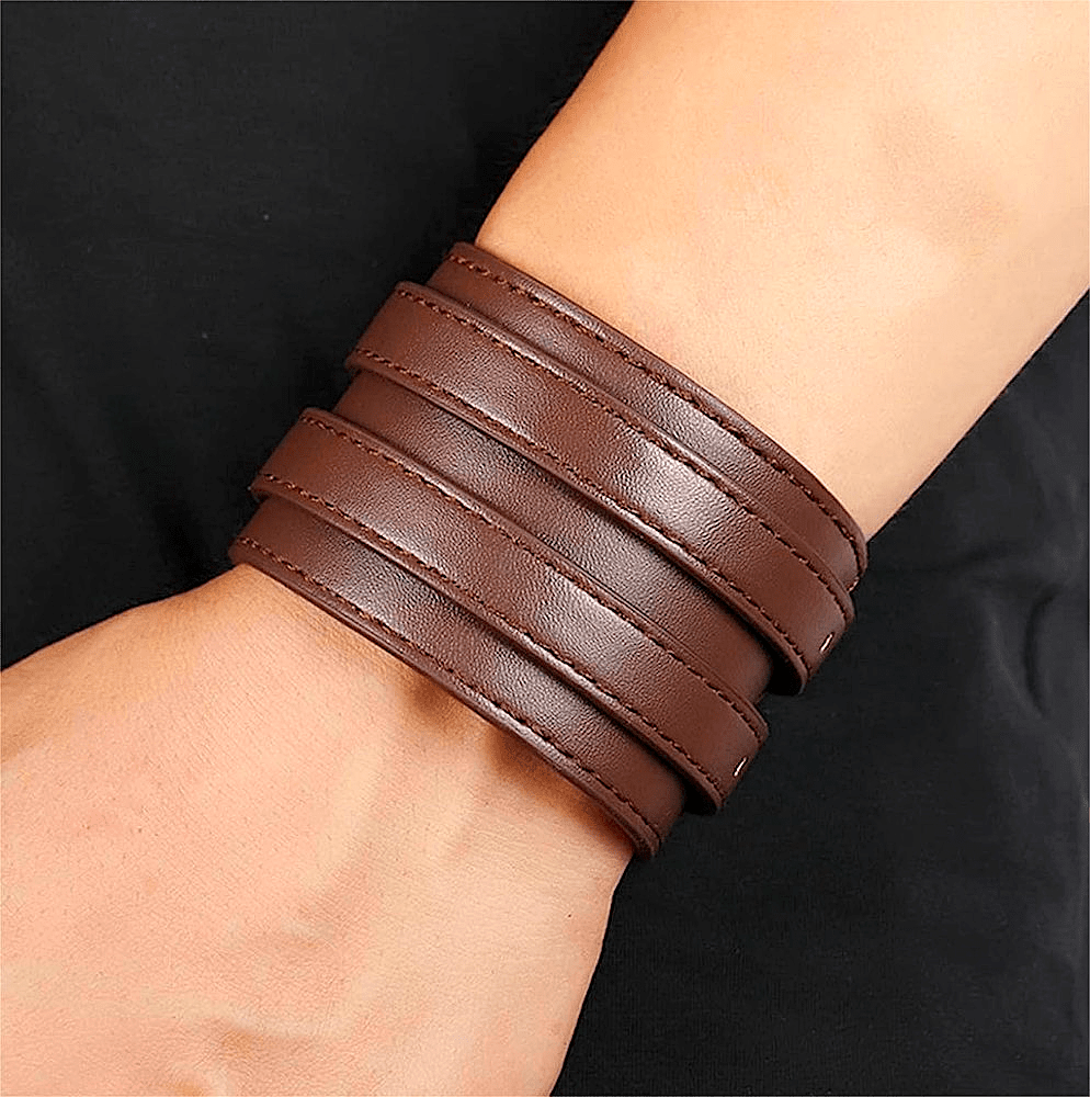 DUSKFANG STRAP BROWN - Genuine Braided Leather Bracelet Set for Men & Boys (8 inch) - THE MEN THING