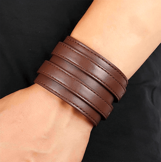 DUSKFANG STRAP BROWN - Genuine Braided Leather Bracelet Set for Men & Boys (8 inch) - THE MEN THING