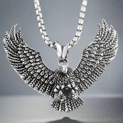 EAGLE CATCH - Alloy Eagle Pendant with Stainless Steel 24inch Round Box Chain, American trending Style for Men & Boy — SS Pendant/ Necklace for Men | THE MEN THING