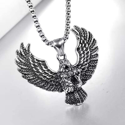 EAGLE CATCH (T) - Pure Titanium Steel Pendant with Stainless Steel 24inch Round Box Chain, European trending Style for Men & Boy - THE MEN THING