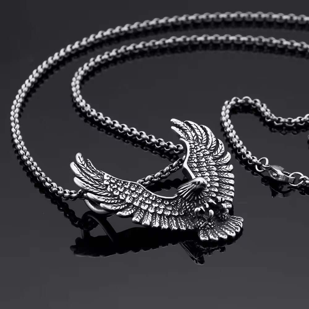 EAGLE CATCH (T) - Pure Titanium Steel Pendant with Stainless Steel 24inch Round Box Chain, European trending Style for Men & Boy - THE MEN THING