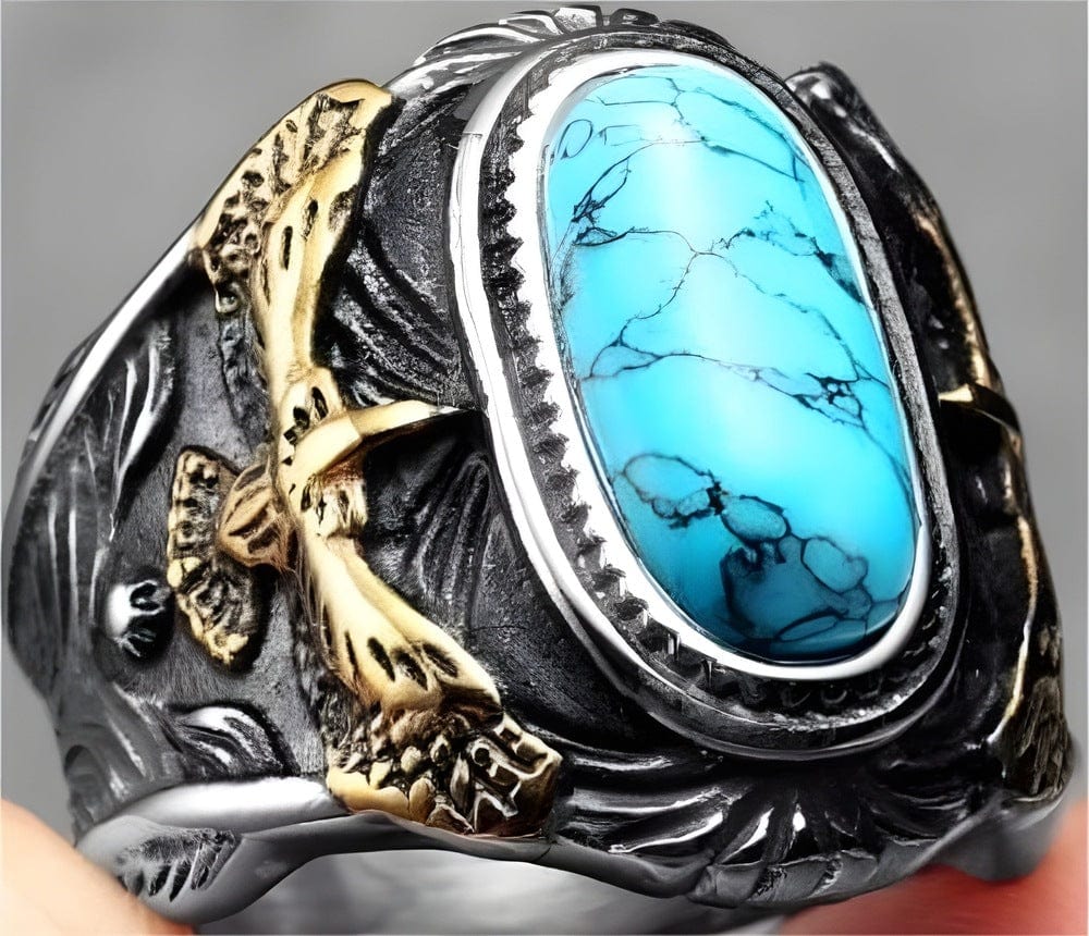 EAGLE CREST RING - Pure Stainless Steel Men’s Steel-Plated Ring – Statement Luxury Jewelry (Size : 23) - THE MEN THING