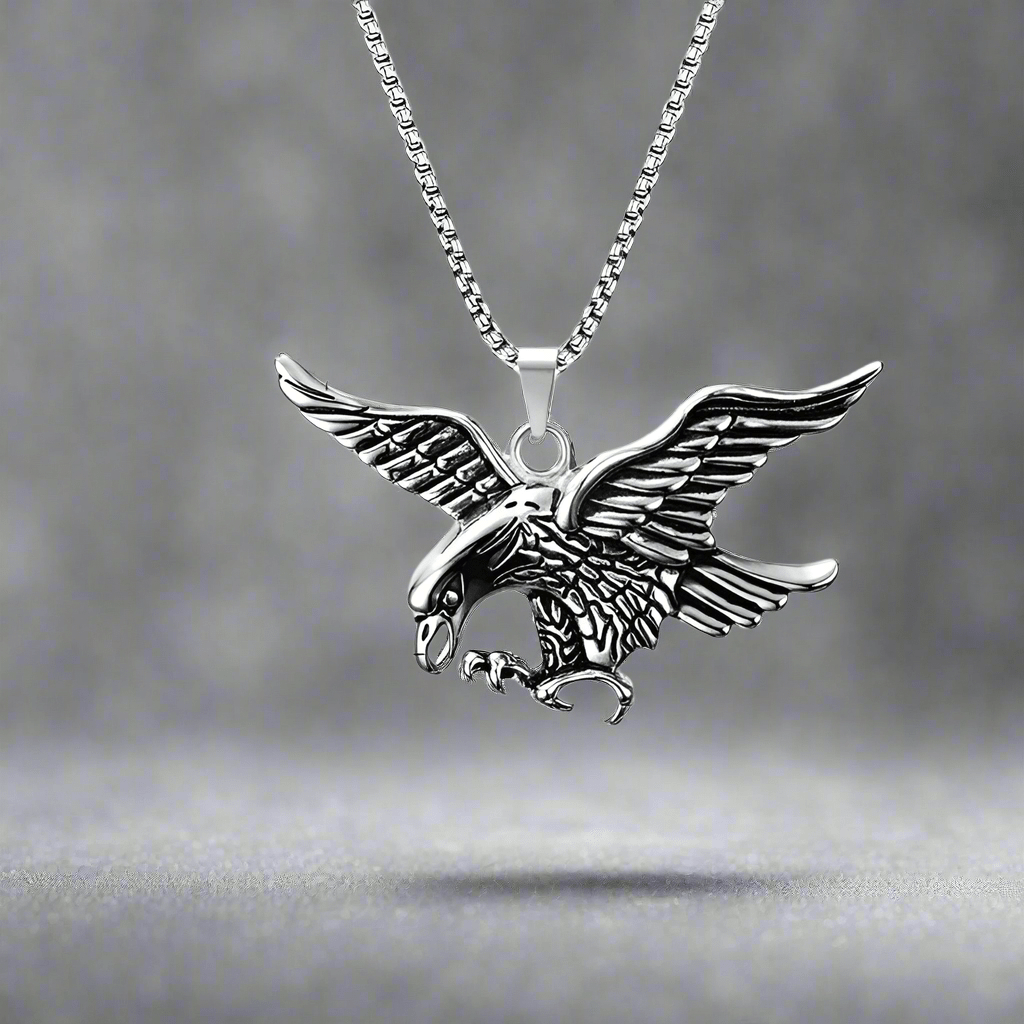 EAGLE-HUNTER (T) - Pure Titanium Steel Pendant with Stainless Steel 24inch Round Box Chain, European trending Style for Men & Boy - THE MEN THING