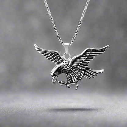 EAGLE-HUNTER (T) - Pure Titanium Steel Pendant with Stainless Steel 24inch Round Box Chain, European trending Style for Men & Boy - THE MEN THING