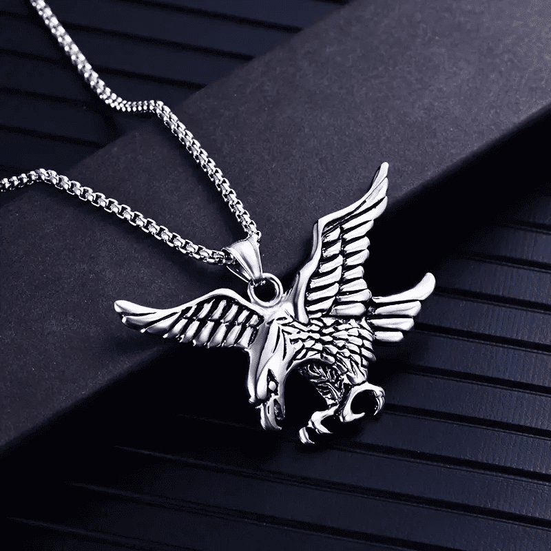 EAGLE-HUNTER (T) - Pure Titanium Steel Pendant with Stainless Steel 24inch Round Box Chain, European trending Style for Men & Boy - THE MEN THING