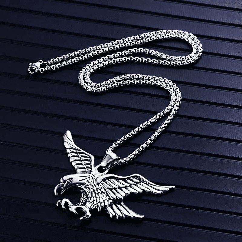 EAGLE-HUNTER (T) - Pure Titanium Steel Pendant with Stainless Steel 24inch Round Box Chain, European trending Style for Men & Boy - THE MEN THING